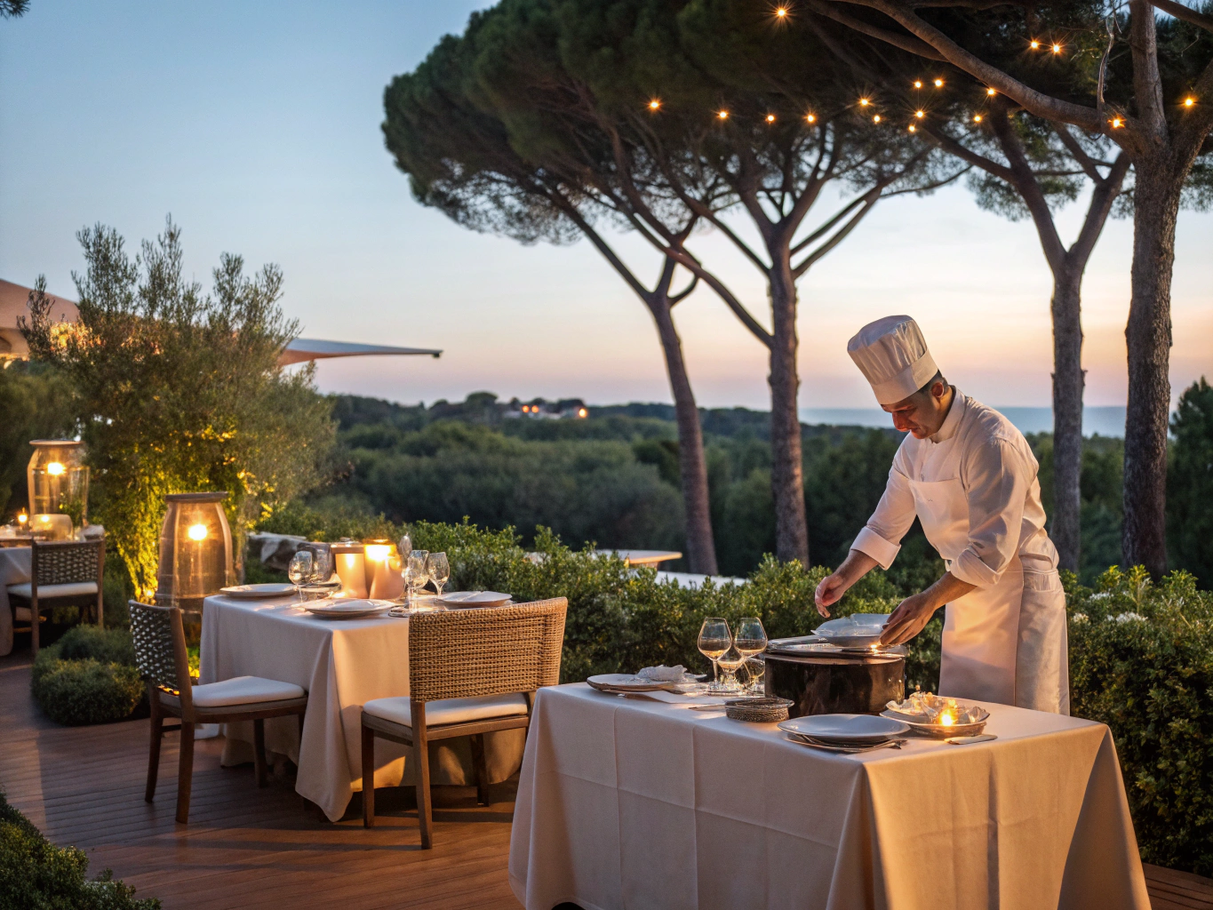 Private chef serving gourmet dinner at a luxury villa in Koh Samui
